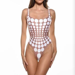 Ema Savahl Ender Bubbles Taupe One-Piece Swimsuit/Bodysuit